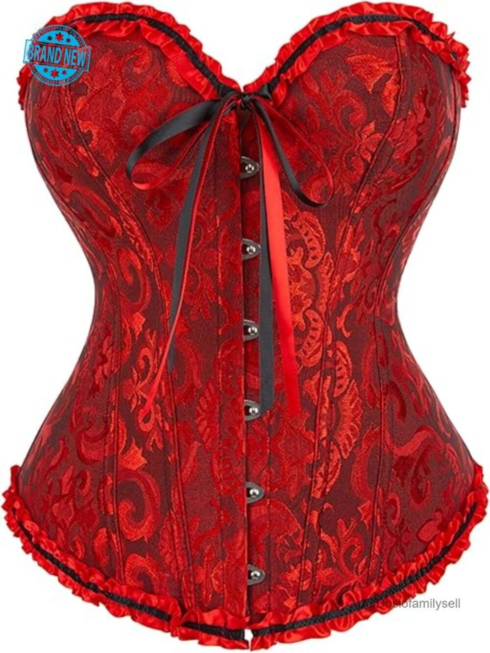 Lace Up Corset Top Overbust Body Shaper with 14 Plastic Bones